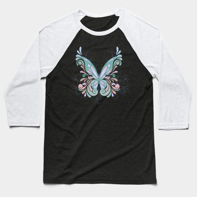 Colorful Butterfly Baseball T-Shirt by AlondraHanley